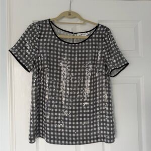 Vineyard Vines Black and White Checkered Sequin Top